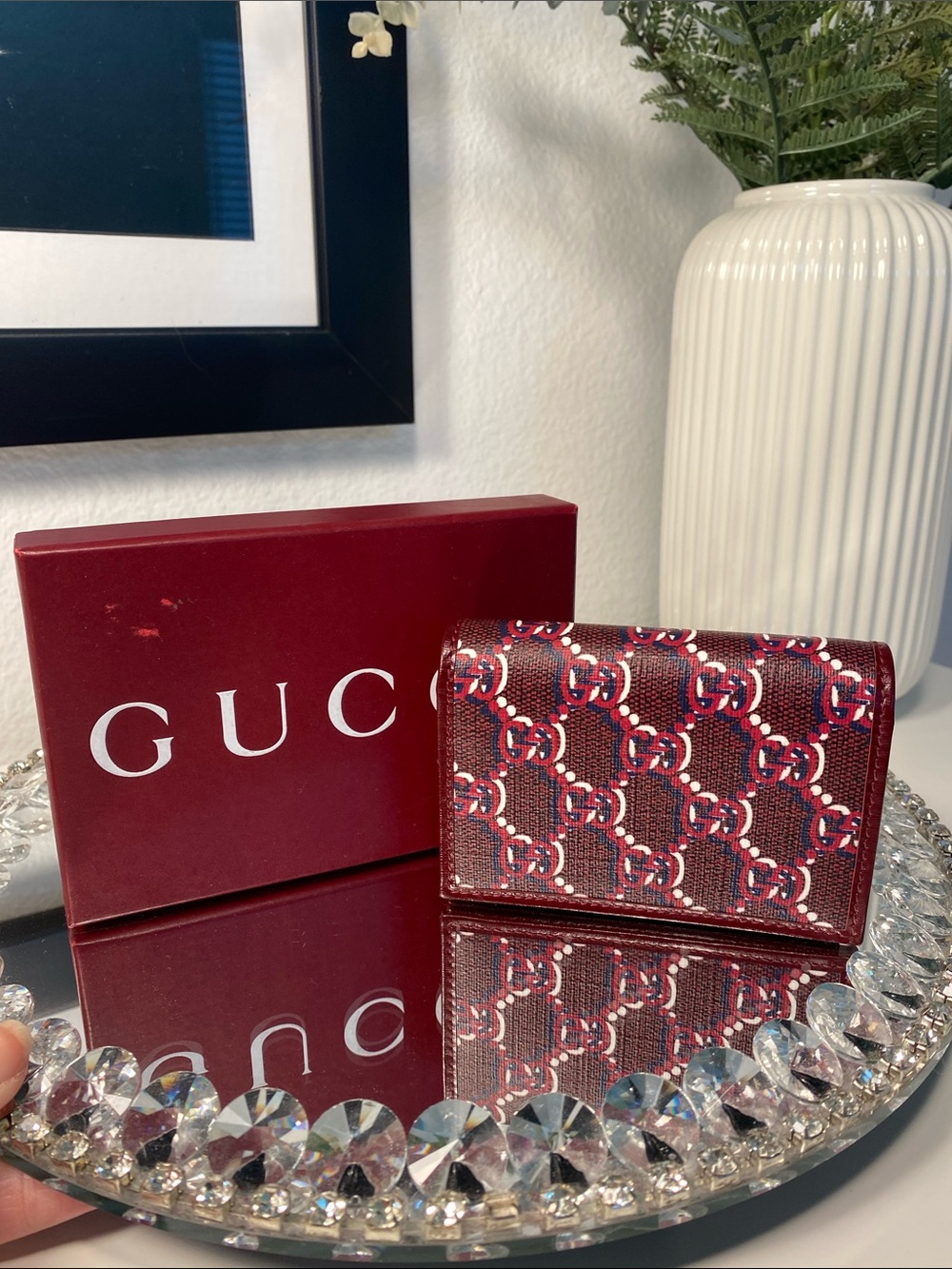 GUCCI Shadow Print Card Case With Box & COA